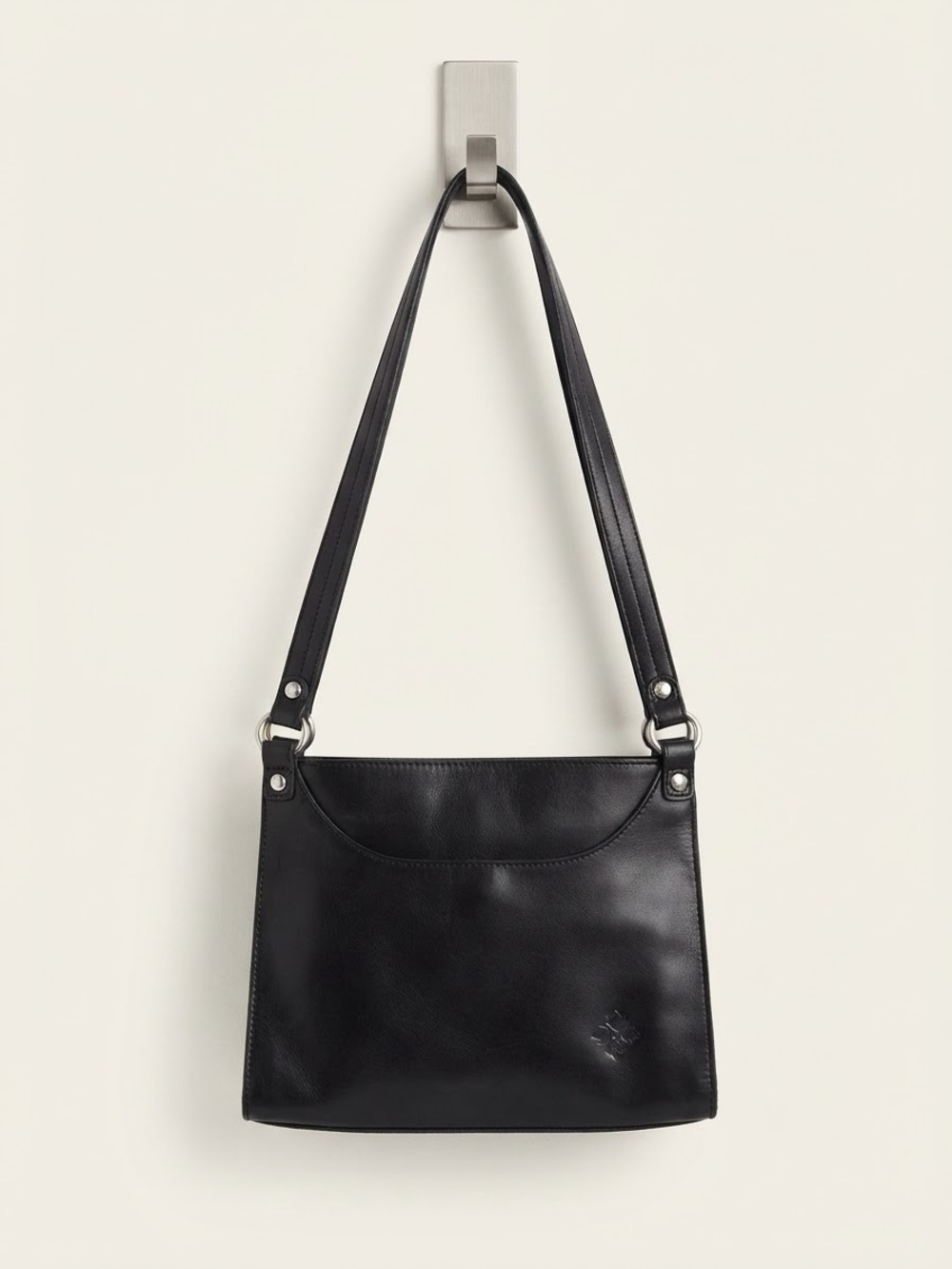 Patricia Nash Black Leather Shoulder Bag Vintage Distressed Italian Leather